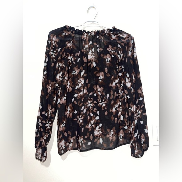NWT Anthropologie Cloth and Stone Dark Romantic Black Brown Floral Blouse XXS - Picture 9 of 9